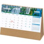 AMT-04-KRFT Şelale Masa Takvimi Kraft - Taslama 20 x 14 x 7 cm
