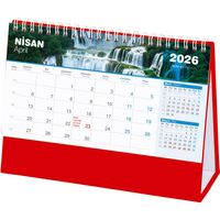 AMT-04-TK Şelale Masa Takvimi Taslama - Kırmızı 20 x 14 x 7 cm