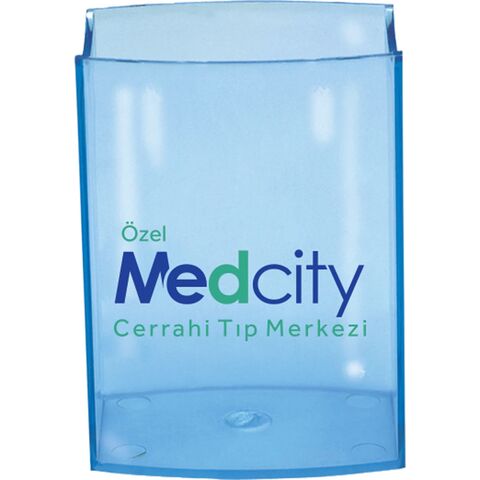 L-611 Oval Kalemlik Şeffaf Lacivert 5,5 x 7,7 x 10 cm