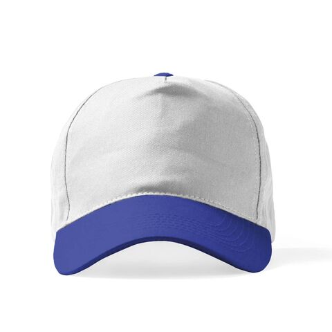 0501 İthal Polyester Şapka Beyaz - Saks Mavi 