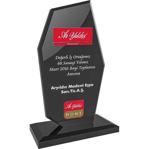 EKT-275 Kristal Plaket Füme 12 x 21 cm