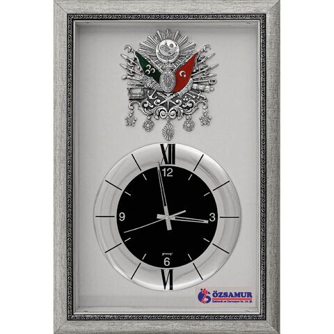 PN-80 Saatli Duvar Tablosu Gümüş 41,5 x 65 cm