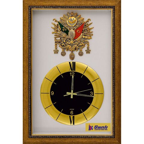 PN-90 Saatli Duvar Tablosu Altın 50 x 75 cm