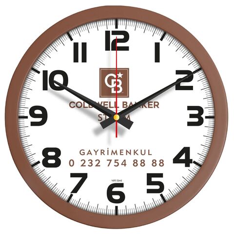 V30-333-KH Plastik Duvar Saati Kahverengi Ø 30 cm
