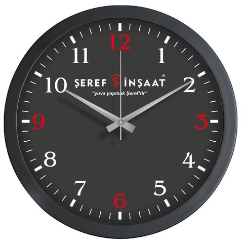 V30-334-S Plastik Duvar Saati Siyah Ø 35 cm