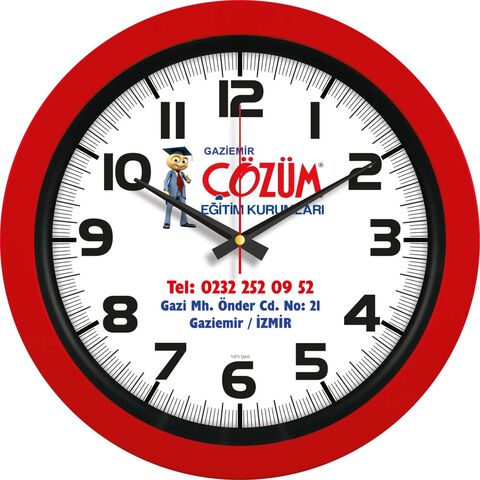 V30-346-K Plastik Duvar Saati Kırmızı Ø 40 cm