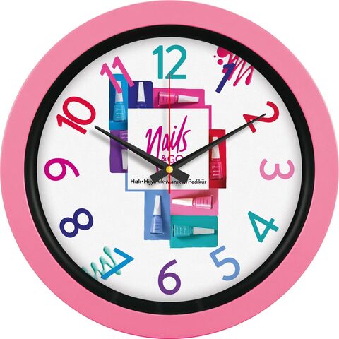 V30-346-PM Plastik Duvar Saati Pembe Ø 40 cm