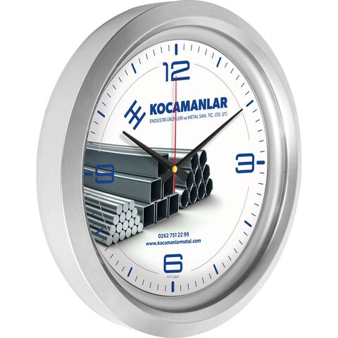 V30-742-G Metalize Duvar Saati Gümüş Ø 40 cm